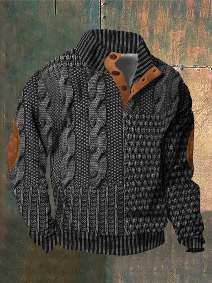 Cable Knit Zip-Up Sweater for Men - View 5