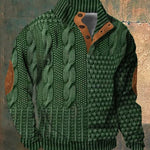 Cable Knit Zip-Up Sweater for Men - Green