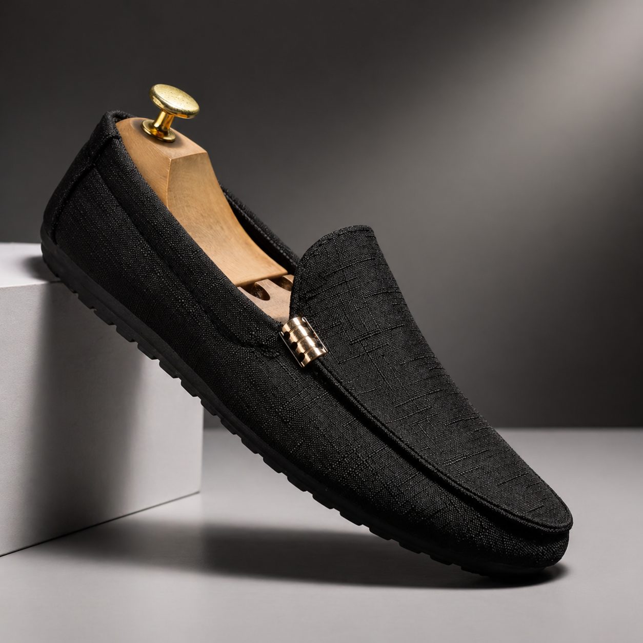Canvas Slip-On Loafers for Men - Black