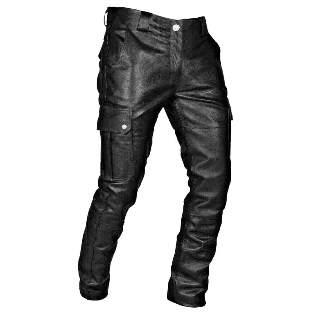 Cargo Leather Biker Trousers for Men - View 2