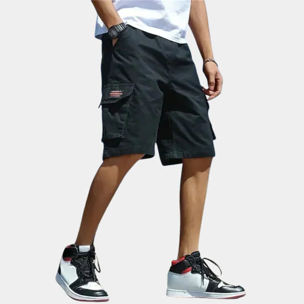 Cargo Shorts with Welt Pockets for Men - Black