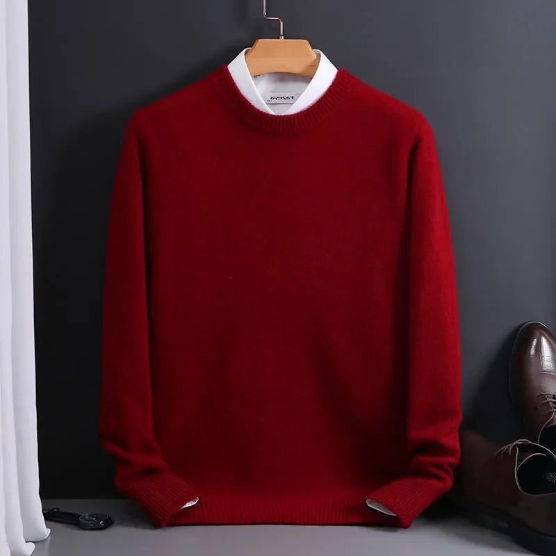 Cashmere Blend Crew Neck Sweater for Men - Red