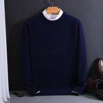 Cashmere Blend Crew Neck Sweater for Men - Navy