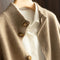 Cashmere Button-Down Cardigan with Ribbed Knit Collar for Women - Camel