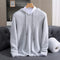 Cashmere Knit Hoodie with Drawstring for Men - Gray
