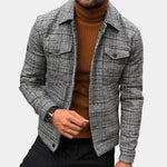 Checked Overshirt with Collar for Men - Gray