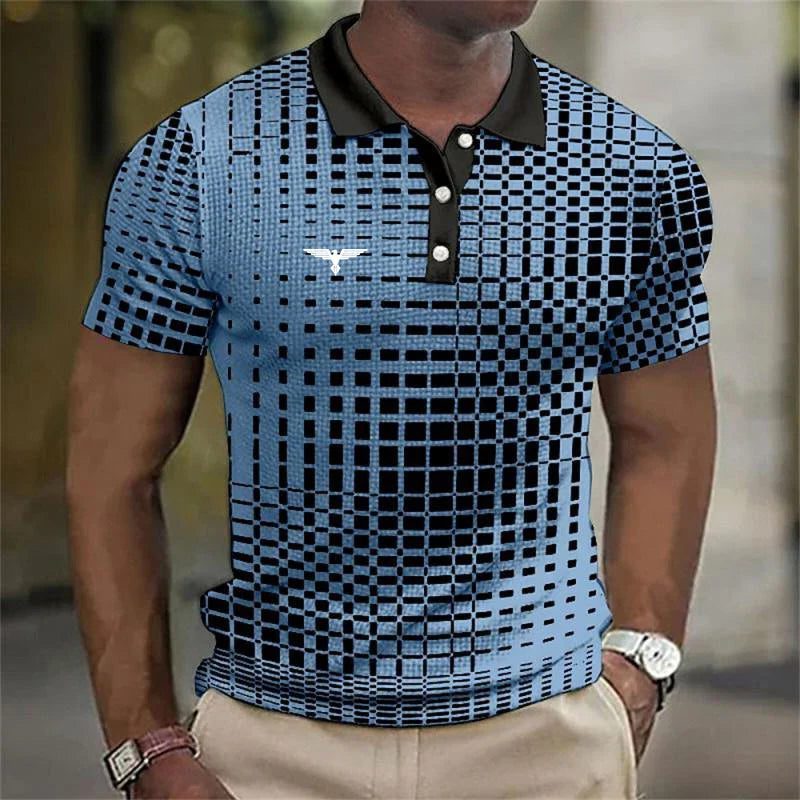 Checkered Polo Shirt for Men - Blue