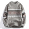 Chunky Cable Knit Nordic Crew Neck Sweater for Men - Khaki
