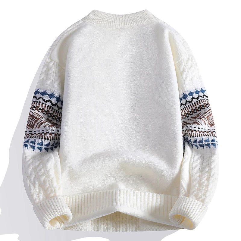 Chunky Cable Knit Nordic Crew Neck Sweater for Men - View 8