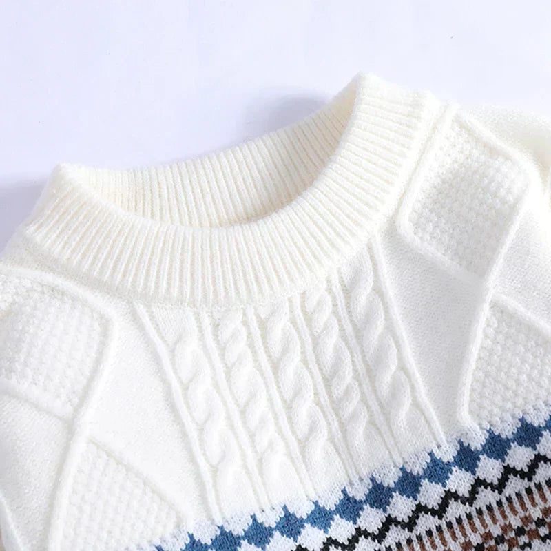Chunky Cable Knit Nordic Crew Neck Sweater for Men - View 9