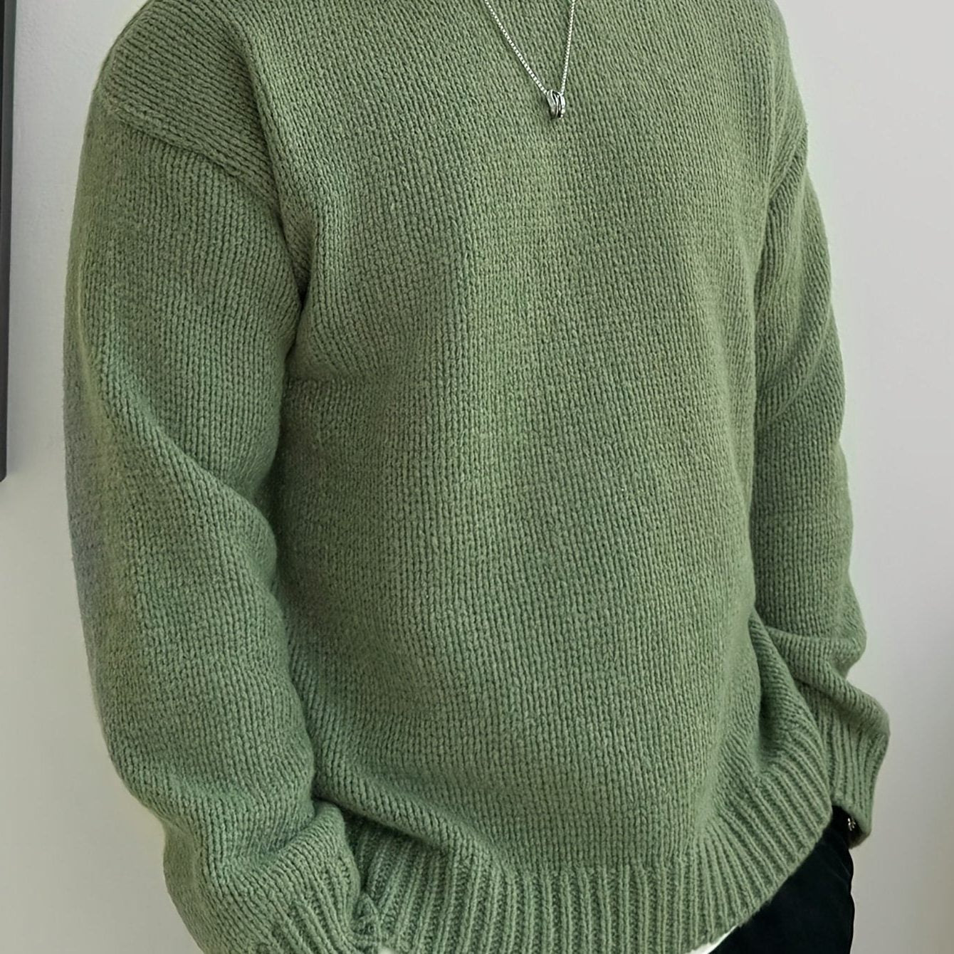 Chunky Knit Ribbed Crew Neck Sweater for Men - View 13