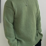 Chunky Knit Ribbed Crew Neck Sweater for Men - Green