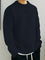 Chunky Knit Ribbed Crew Neck Sweater for Men - Navy blue