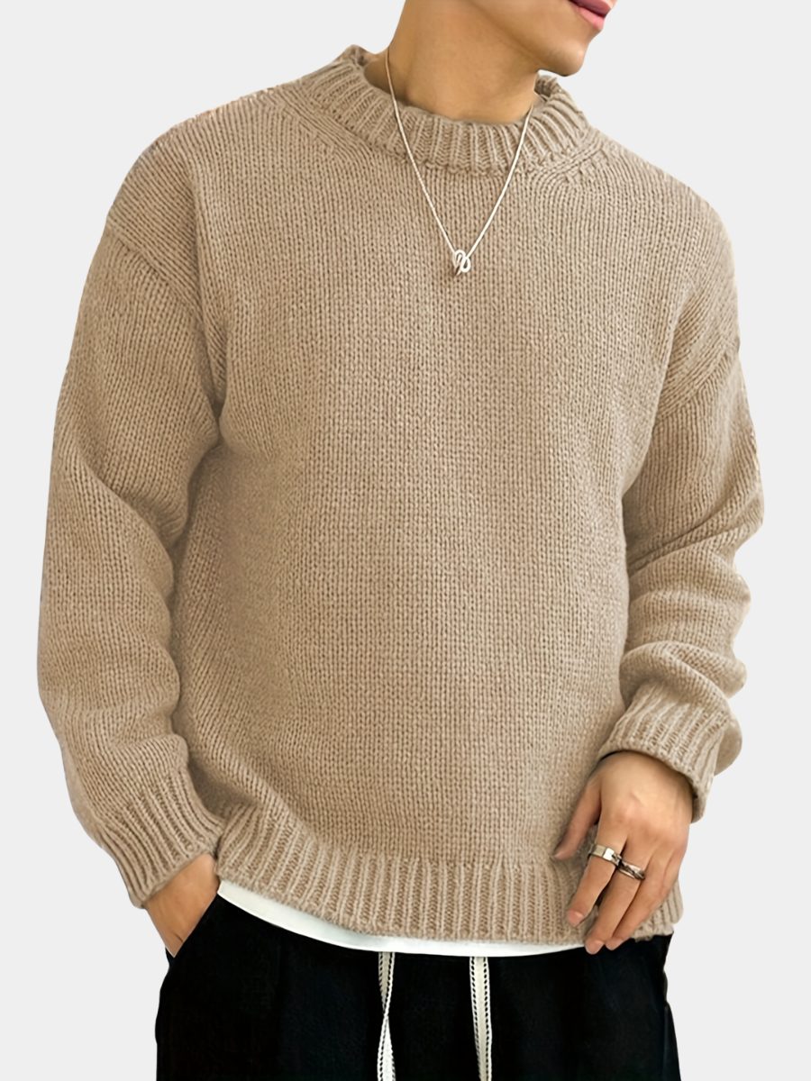 Chunky Knit Ribbed Crew Neck Sweater for Men - View 5