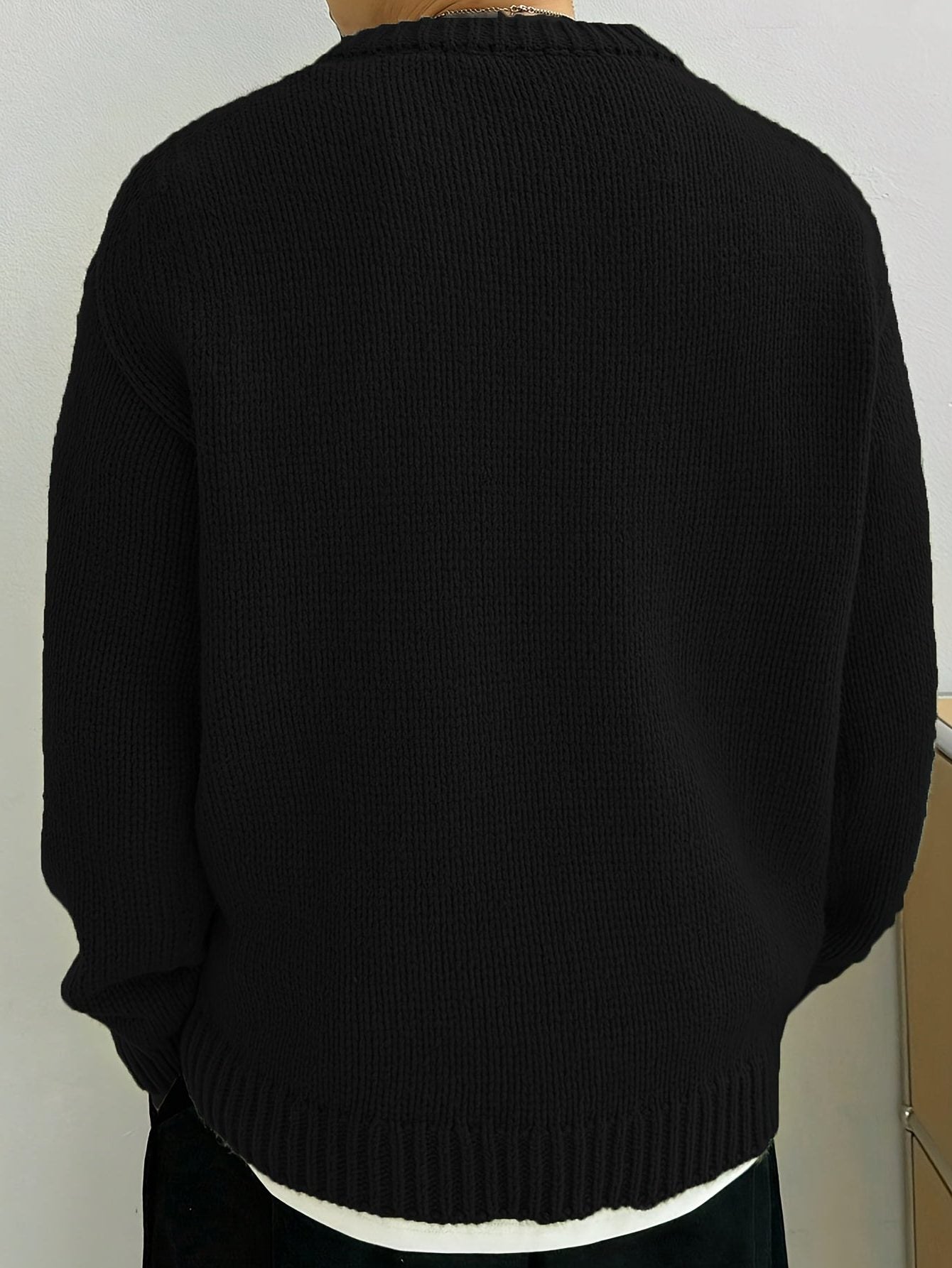 Chunky Knit Ribbed Crew Neck Sweater for Men - View 7