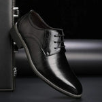 Closed Lace Oxford Brogue Dress Shoes for Men - Black