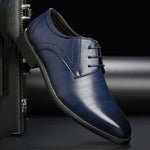 Closed Lace Oxford Brogue Dress Shoes for Men - Navy