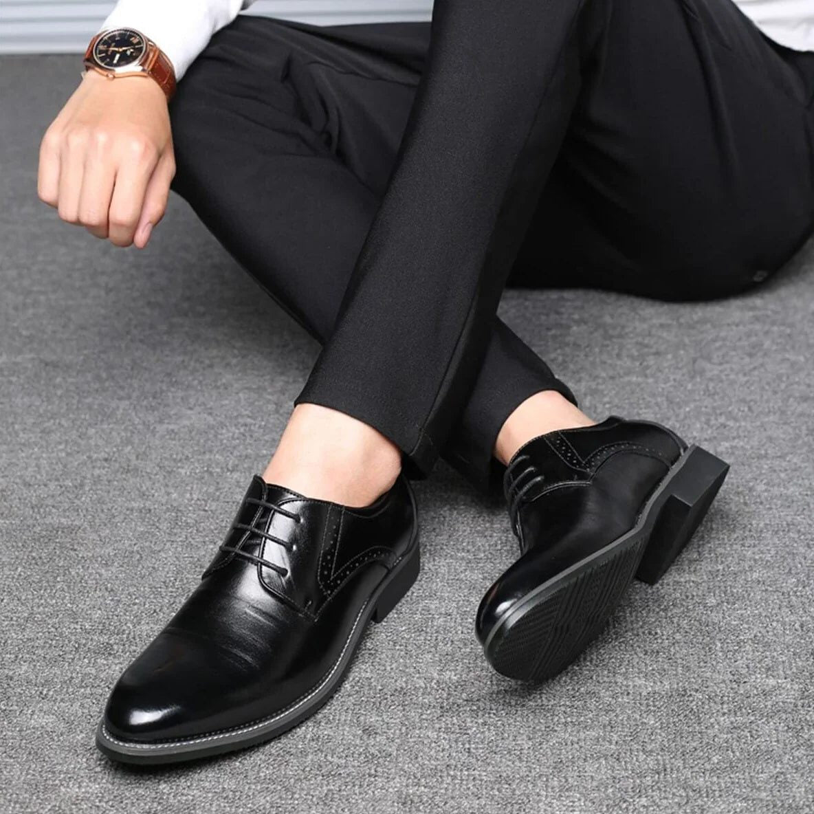Closed Lace Oxford Brogue Dress Shoes for Men - View 4