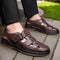 Closed Toe Strappy Leather Sandals for Men - Brown