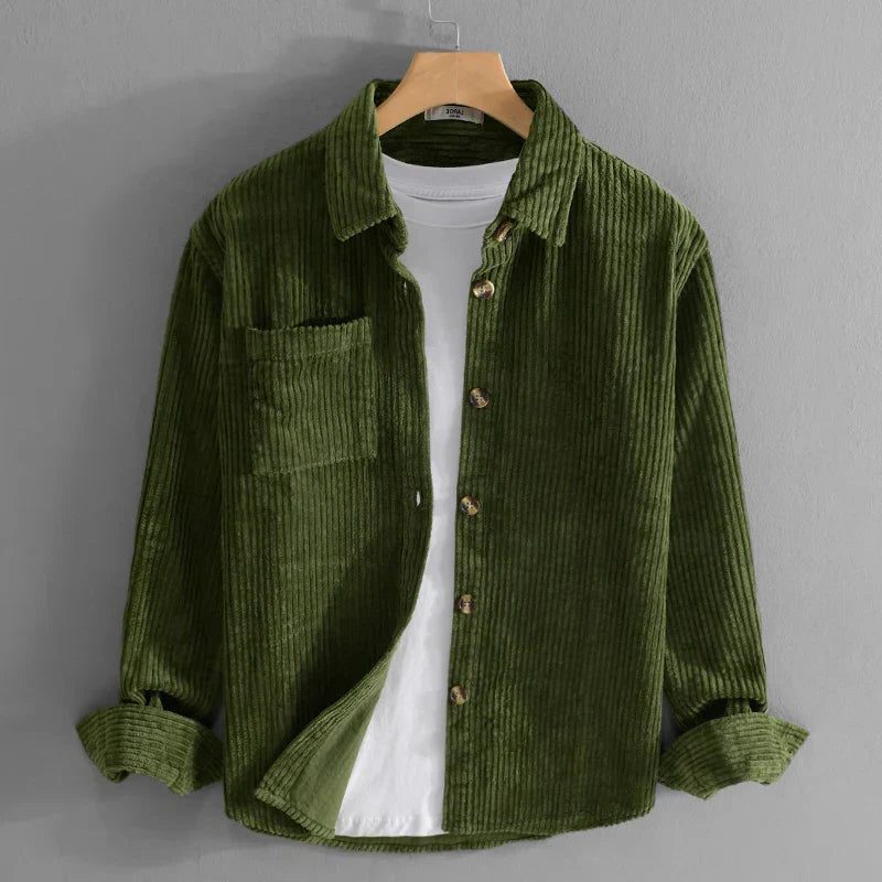 Corduroy Button-Down Shirt for Men - Green