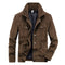 Corduroy Button-Up Jacket with Welt Pockets for Men - Brown