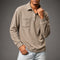 Corduroy Long Sleeve Polo Shirt with Chest Pocket for Men - Beige