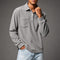 Corduroy Long Sleeve Polo Shirt with Chest Pocket for Men - Gray