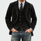 Corduroy Two-Piece Suit with Blazer and Vest for Men - Black