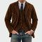 Corduroy Two-Piece Suit with Blazer and Vest for Men - Brown