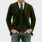Corduroy Two-Piece Suit with Blazer and Vest for Men - Green