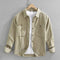 Cotton Button-Down Long Sleeve Shirt with Chest Pockets for Men