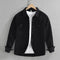 Cotton Button-Down Long Sleeve Shirt with Chest Pockets for Men - Black