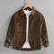 Cotton Button-Down Long Sleeve Shirt with Chest Pockets for Men - Dark Brown