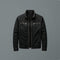 Cotton Stand Collar Jacket with Zip Pockets for Men - Black