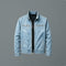 Cotton Stand Collar Jacket with Zip Pockets for Men - Blue