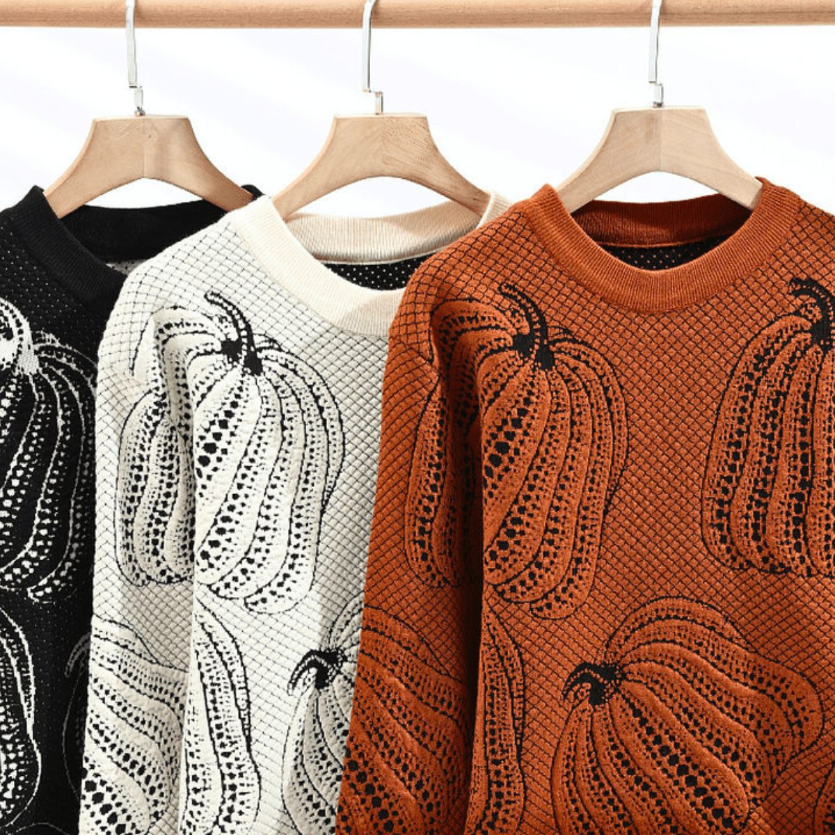 Crew Neck Knit Sweater with Pumpkin Pattern for Men - View 6