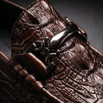 Croc-Embossed Leather Shoes with Metal Bit Slip-On Driving Loafers for Men - View 3