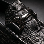Croc-Embossed Leather Shoes with Metal Bit Slip-On Driving Loafers for Men - View 7