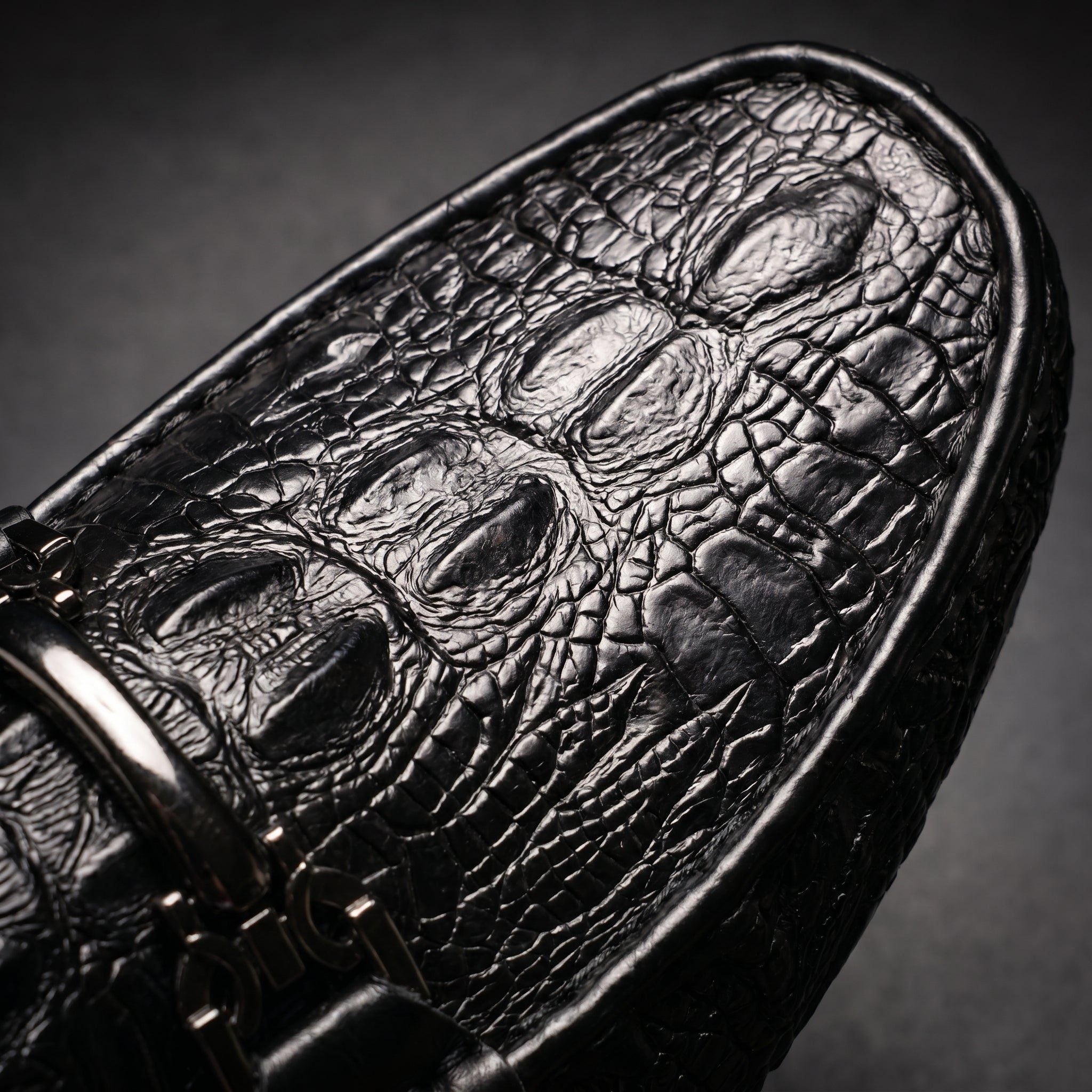 Croc-Embossed Leather Shoes with Metal Bit Slip-On Driving Loafers for Men - View 8