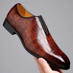 Crocodile Embossed Leather Loafers for Men