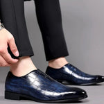 Crocodile Embossed Leather Loafers for Men - View 8