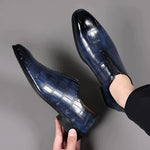 Crocodile Embossed Leather Loafers for Men - View 9