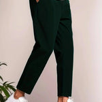 Cropped Tapered Leg Trousers for Men - Dark Green