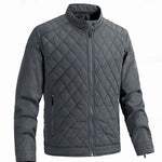 Diamond-Quilted Stand Collar Jacket for Men - Gray