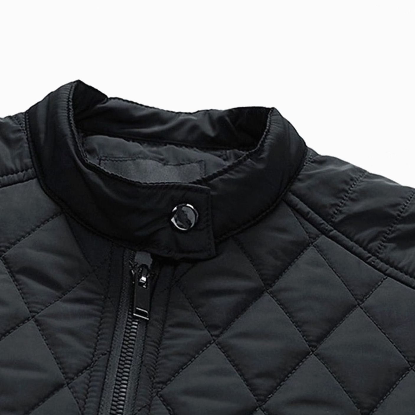 Diamond-Quilted Stand Collar Jacket for Men - View 8