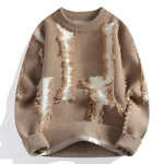 Distressed Frayed Knit Pullover for Men - Taupe