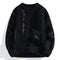 Distressed Frayed Knit Pullover for Men - Black