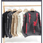 Distressed Frayed Knit Pullover for Men - View 2