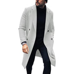 Double-Breasted Long Wool Overcoat for Men - Weiß