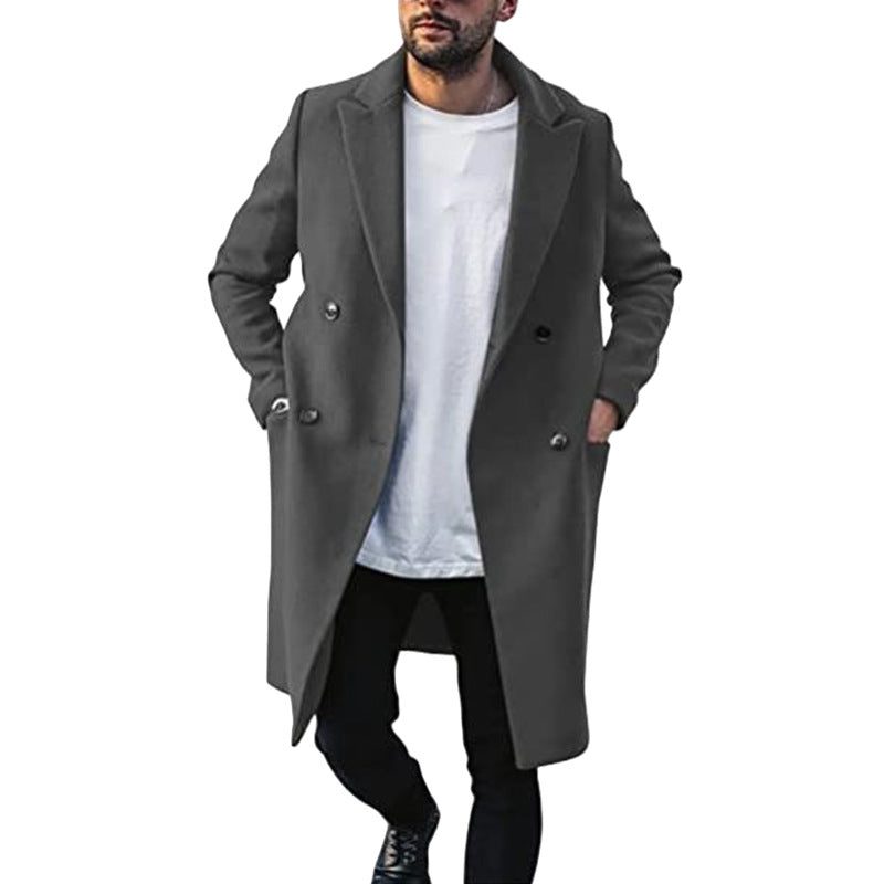 Double-Breasted Long Wool Overcoat for Men - View 4